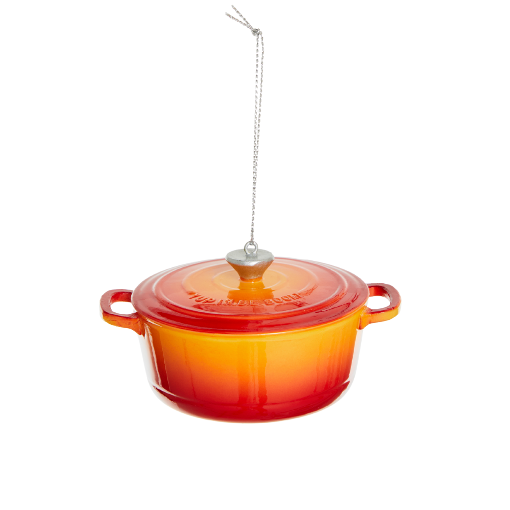 Gietijzeren Pan Oranje kerstornament Yup in de boom