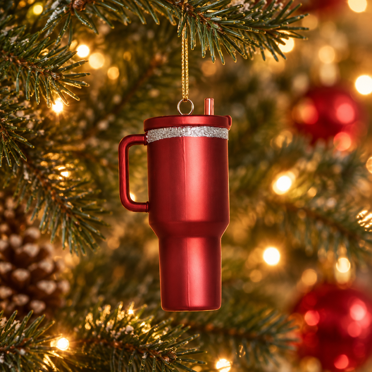 Yup in de boom Kerstornament Cup Rood 11 x 4 cm