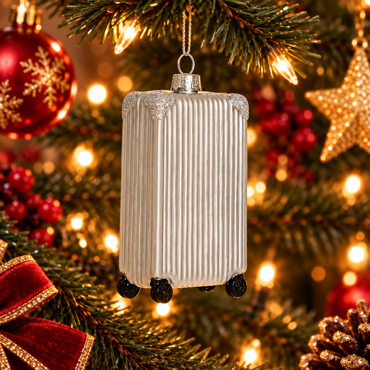 Yup in de boom Kerstornament Koffer Zilver