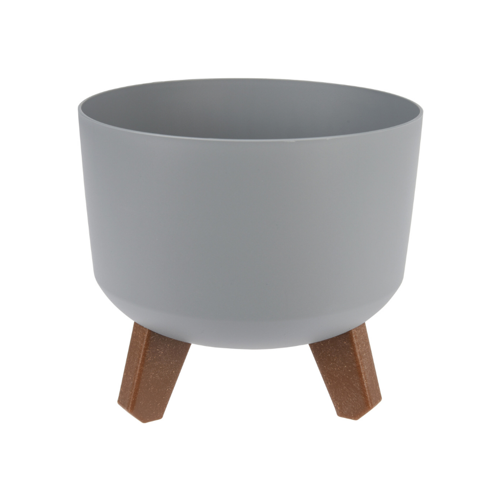 Bloempot op poten licht grijs 20 x 17.4 cm