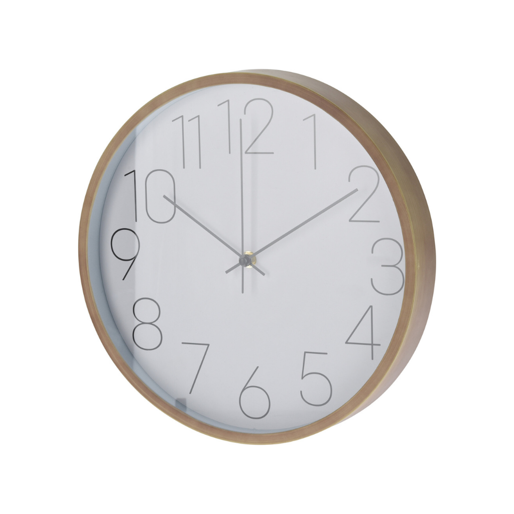 Wandklok houtlook wit 30.5 cm