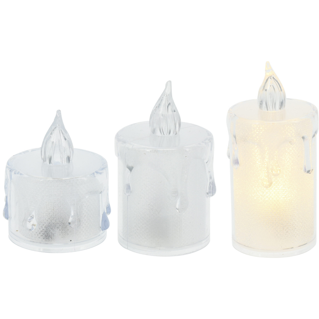 LED waxinelicht transparant set van 3