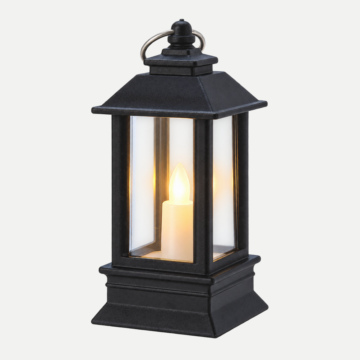 De Bosrand Verlicht Kerstfiguur Lantaarn met Kaarsje Zwart 34 x 24.5 x 22 cm