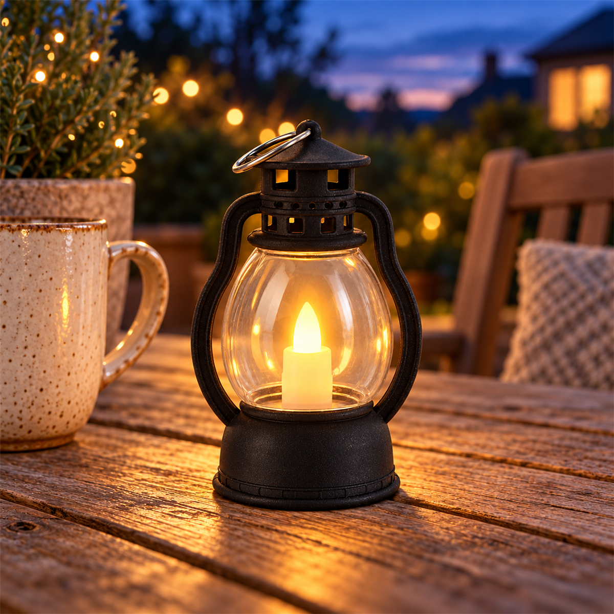 De Bosrand Verlicht Kerstfiguur Olielamp met Kaars Zwart 34.5 x 24.5 x 22.5 cm