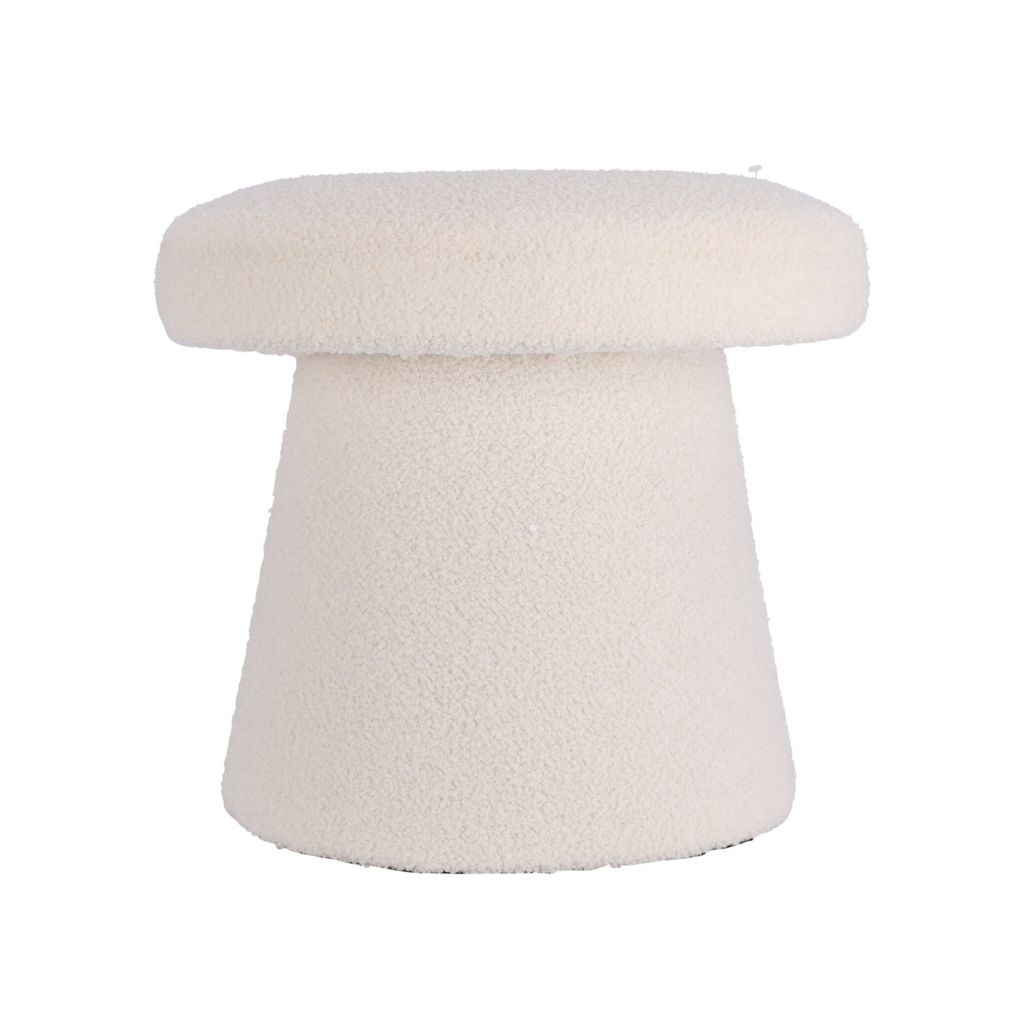 De Bosrand Poef Paddenstoel Teddy Wit 43 cm