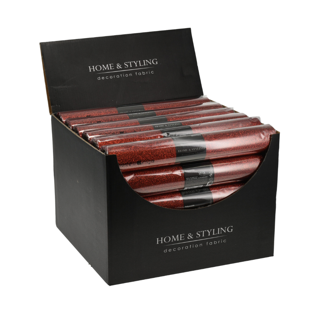 Home & Styling tafelloper organza rood 250 x 28 cm