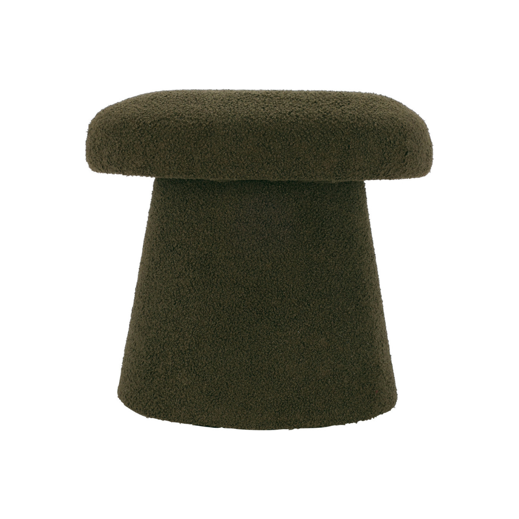 Home & Styling Poef Paddenstoel Teddy Olijf Groen 43 cm