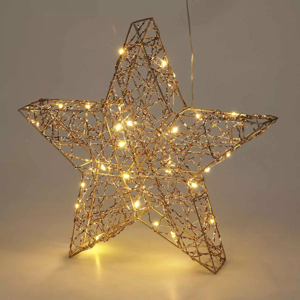 Kerstster goud LED 30 x 30 cm