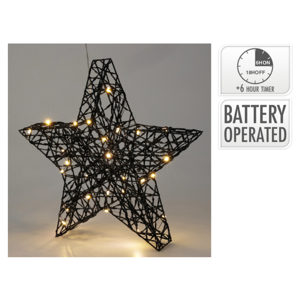 Kerstster zwart LED 30 x 30 cm