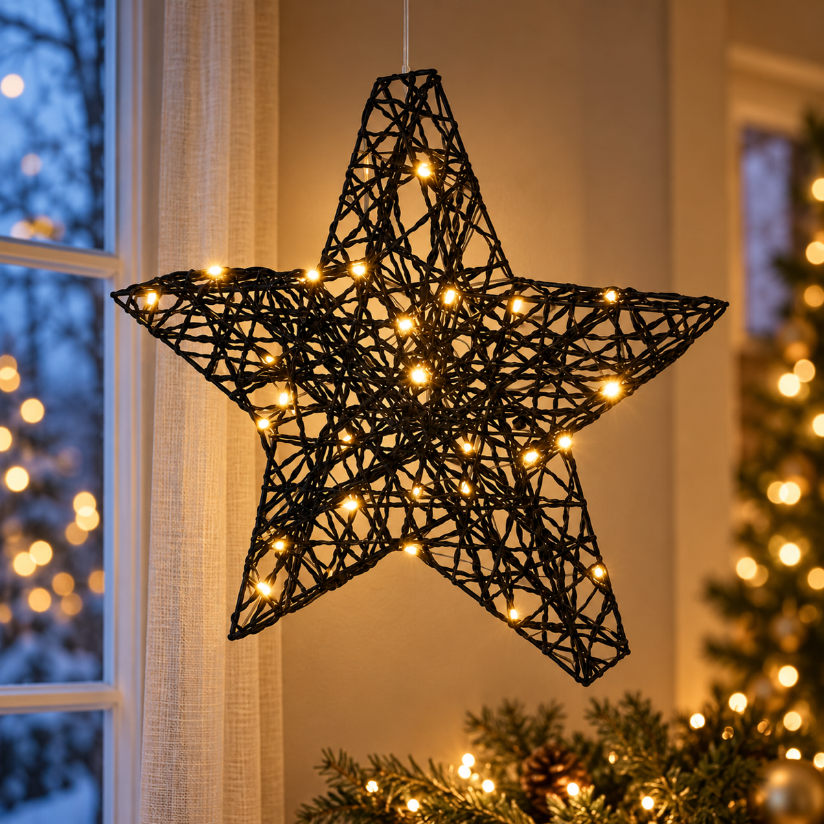 De Bosrand Verlicht Kerstfiguur Kerstster Warm Wit 30 x 30 cm