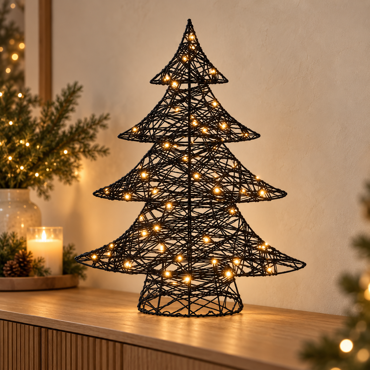 De Bosrand Verlicht Kerstfiguur Boom Warm Wit 50 x 13 x 60 cm