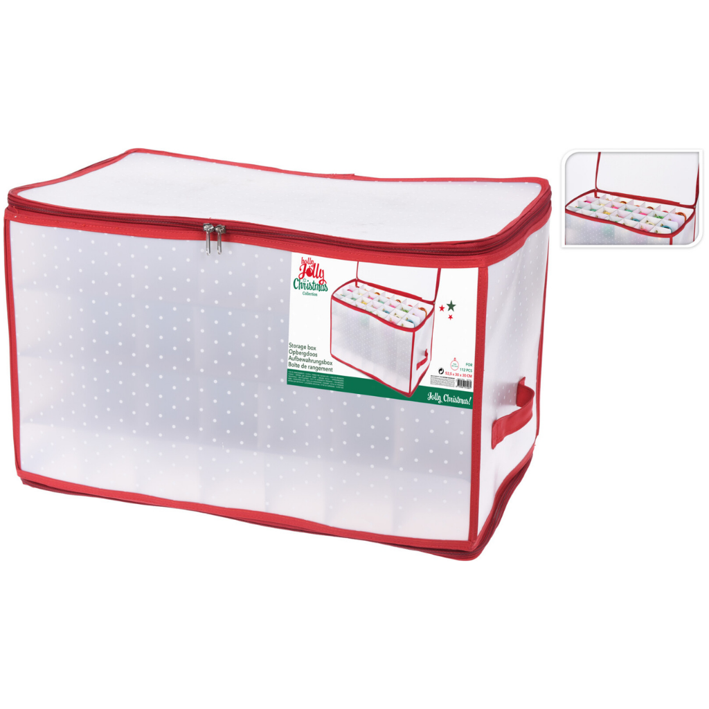 Kerstballen opbergdoos transparant 56.5 x 33 x 34 cm