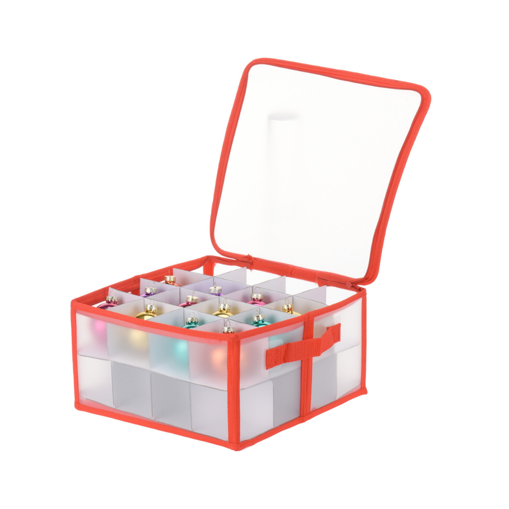 Kerstballen opbergdoos transparant 33.5 x 33.5 x 17.7 cm