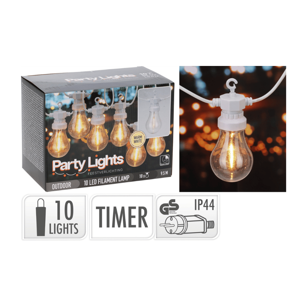 Pro Garden Feestverlichting 10 Lampjes Wit 950 cm