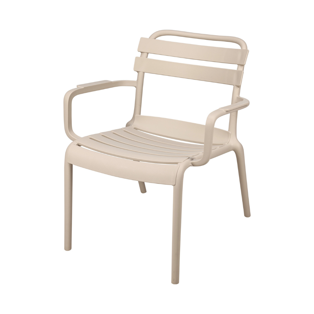 Stapelstoel beige kunststof 76.3 x 74 x 48 cm