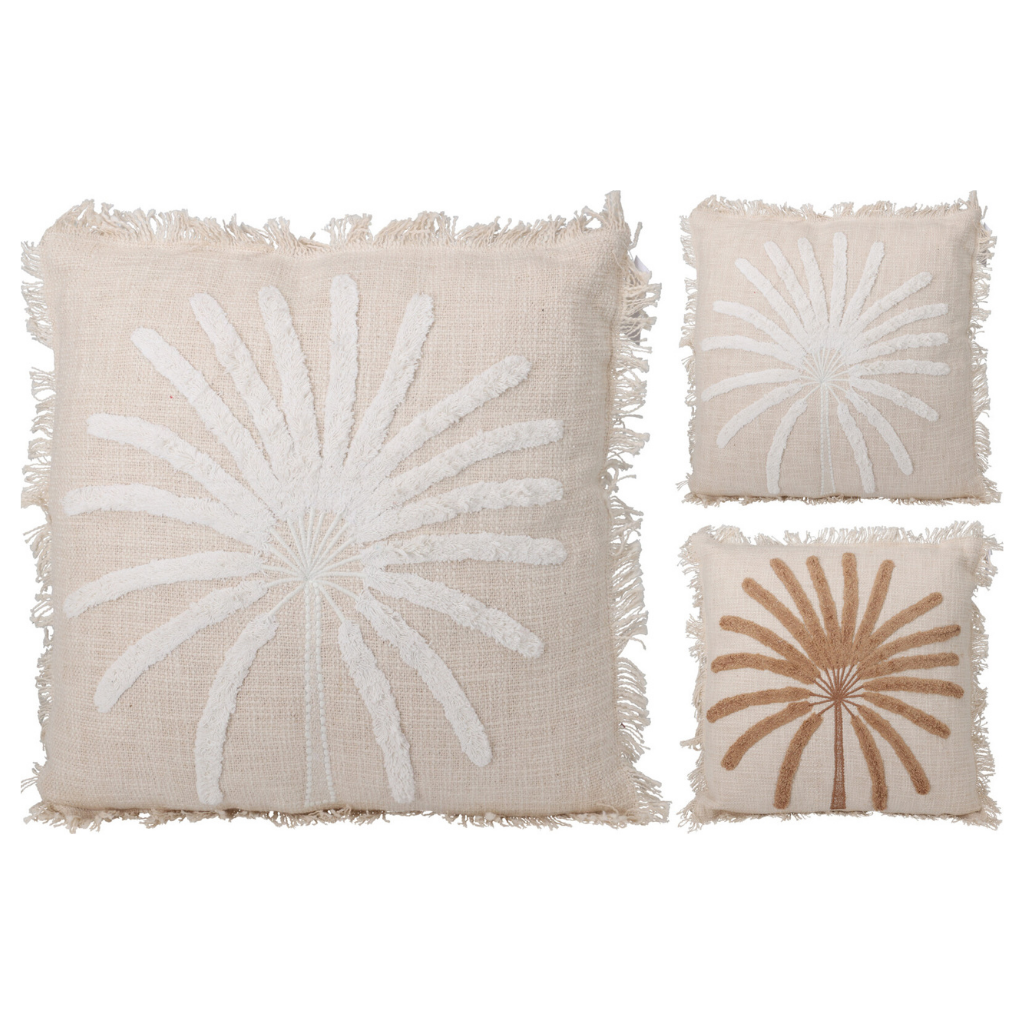 Kussen palmboom beige 43 x 43 cm