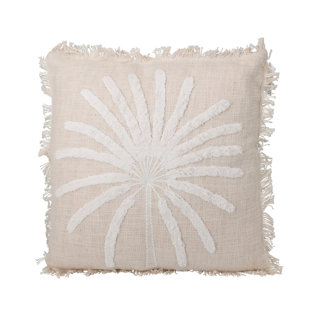 Kussen palmboom beige 43 x 43 cm