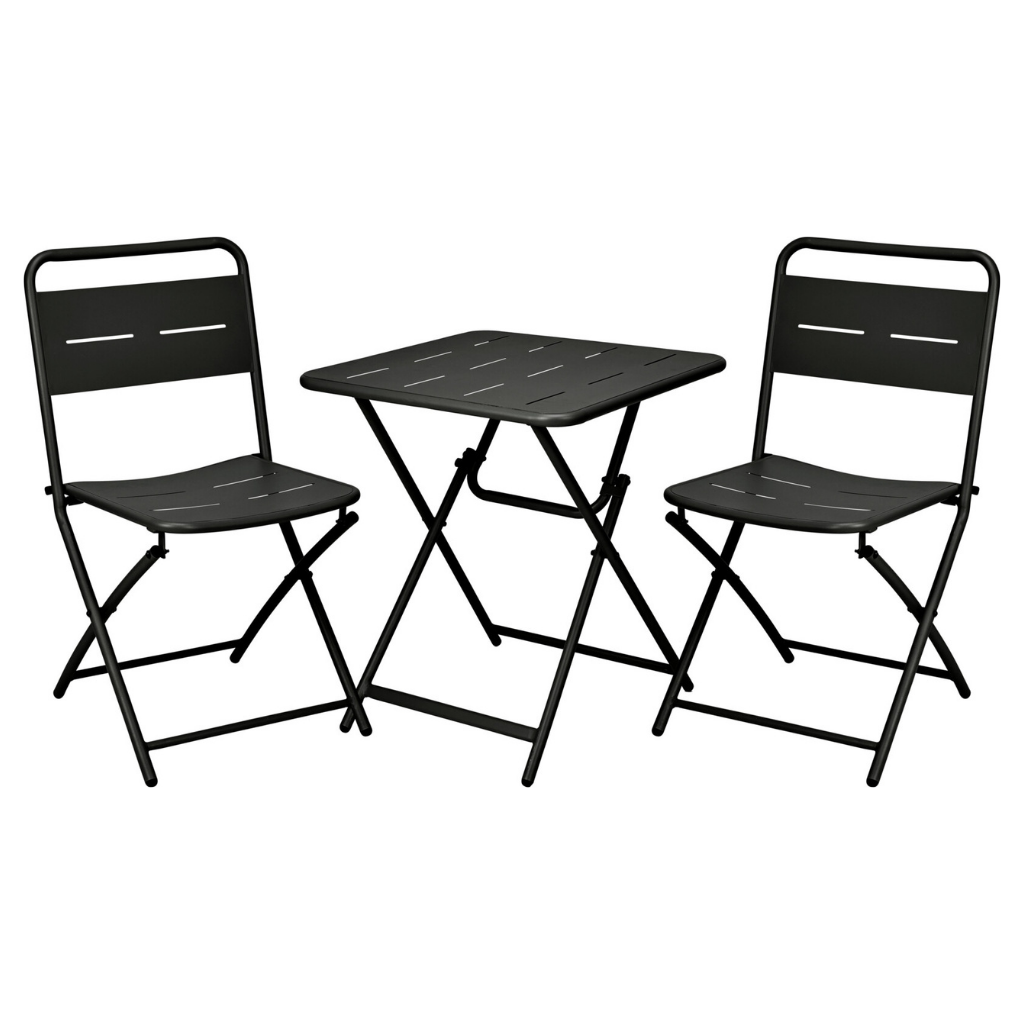 Bistroset mat zwart 3-delig