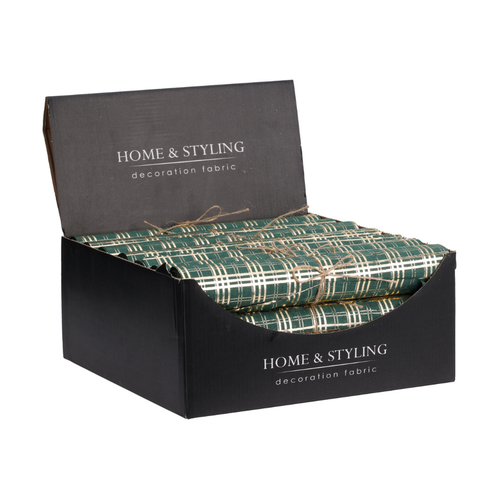 Home & Styling tafelloper groen ruit 250 x 28 cm