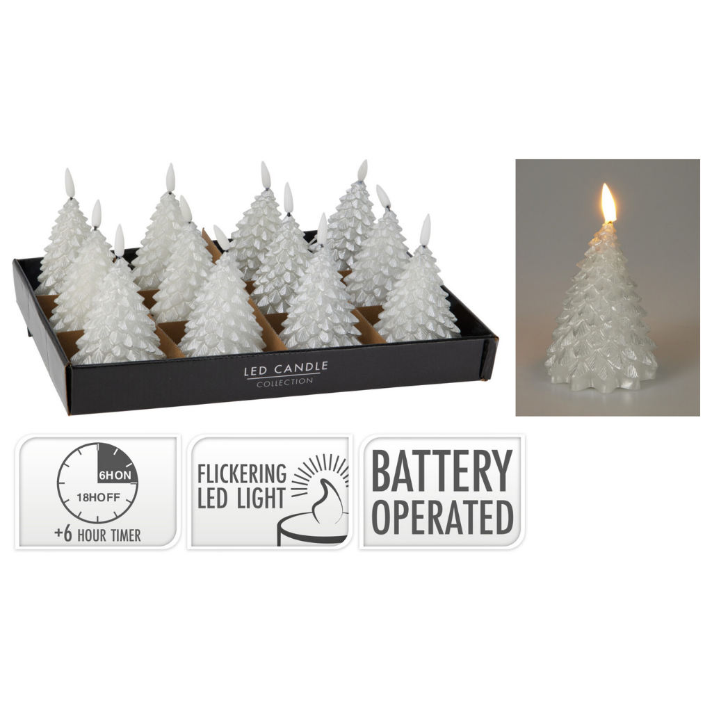 LED-kaars kerstboom zilver 11 cm