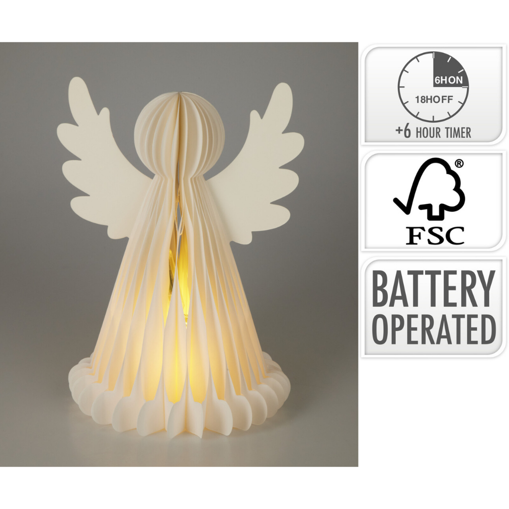 Engel wit verlichting LED papier 38 cm