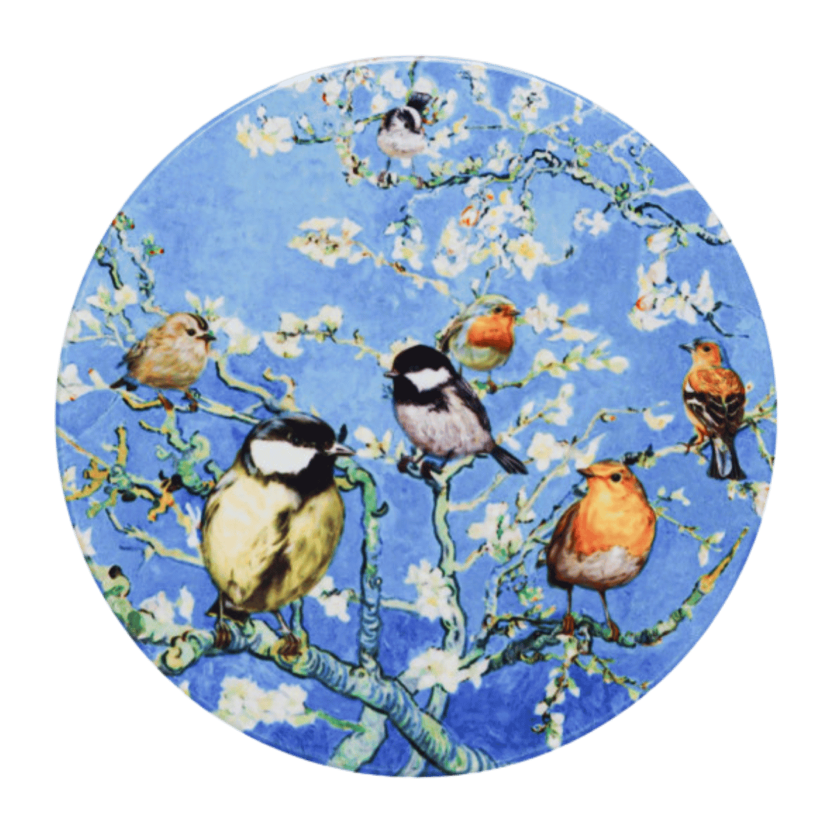 Heinen Delfts Blauw Onderzetters Bosvogels 4 stuks