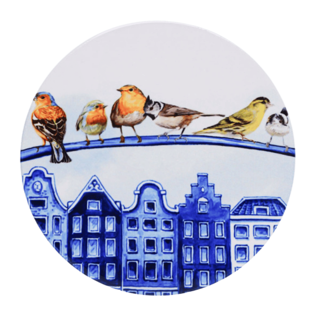 Heinen Delfts Blauw Onderzetters Bosvogels 4 stuks