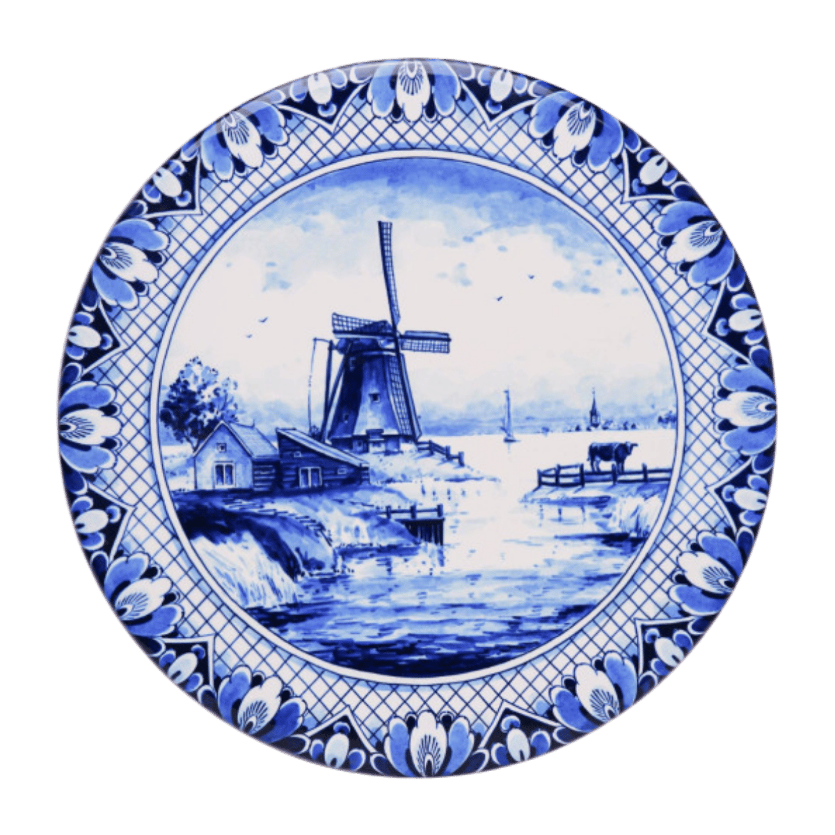 Heinen Delfts Blauw Onderzetters Hollandse schilderijen 4 stuks