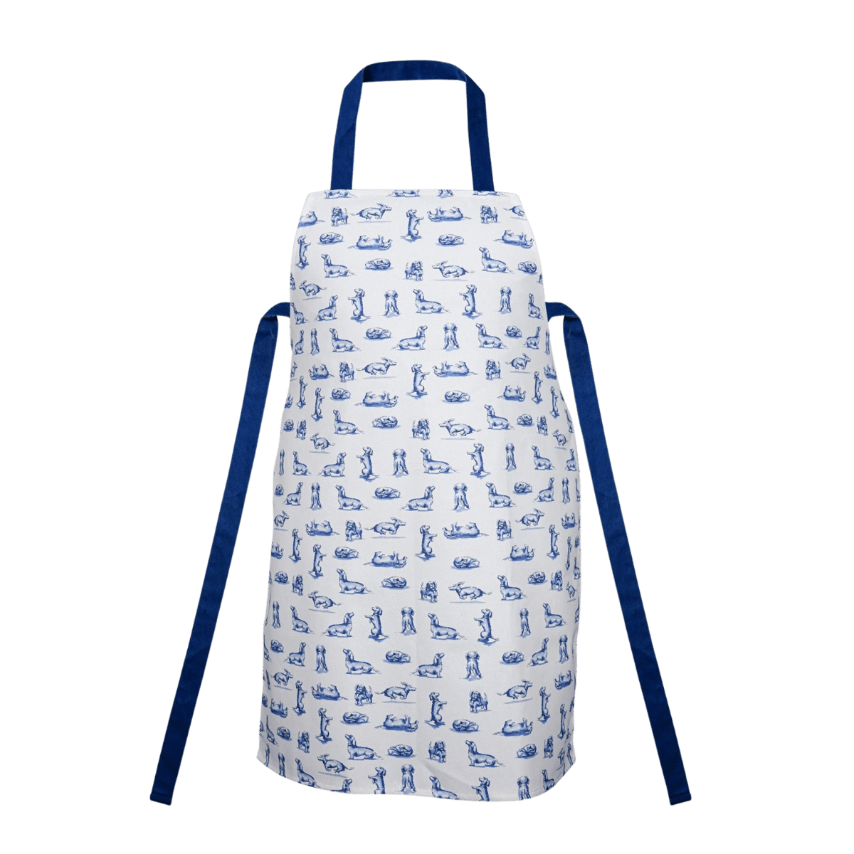 Heinen Delfts Blauw Keukenschort Teckel Nhaan Wit