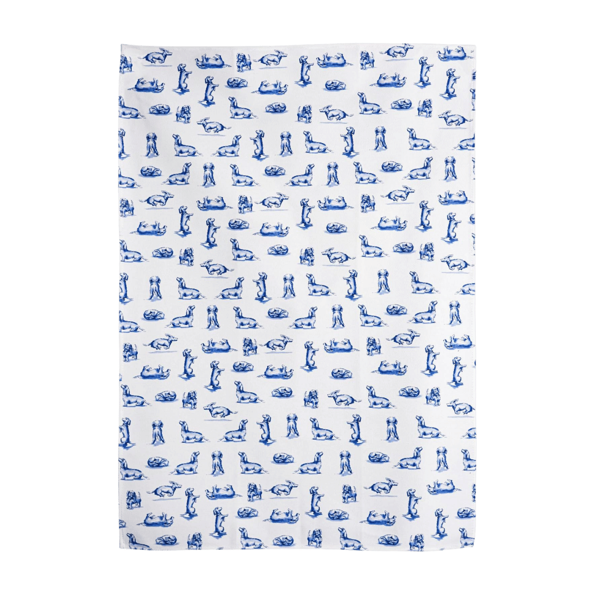 Heinen Delfts Blauw Theedoek Teckel Nhaan Wit