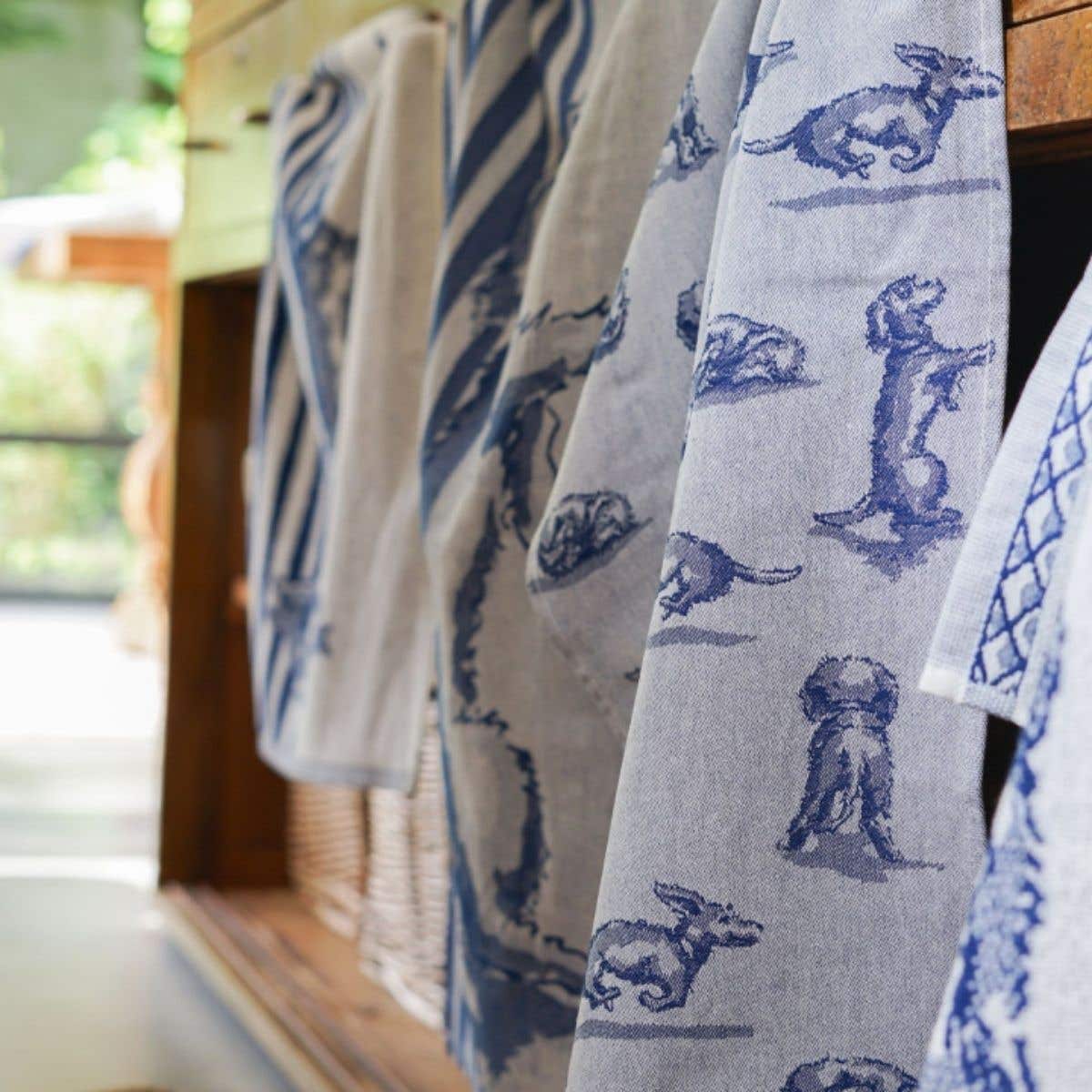 Heinen Delfts Blauw Theedoek Teckel Nhaan