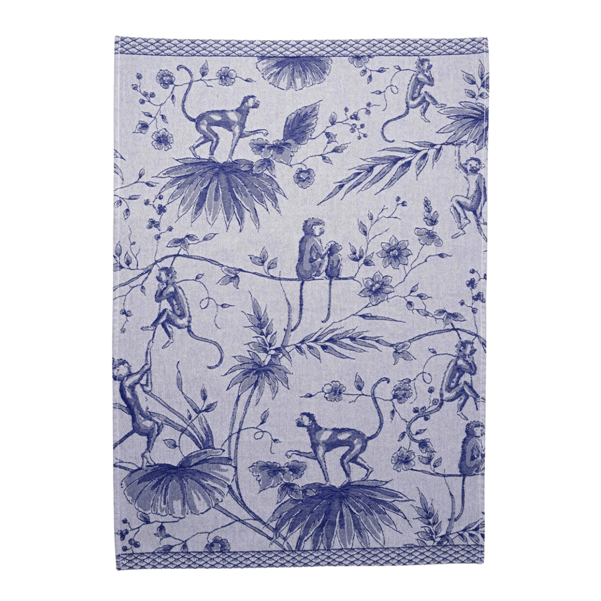 Heinen Delfts Blauw Theedoek Aapjes Stip