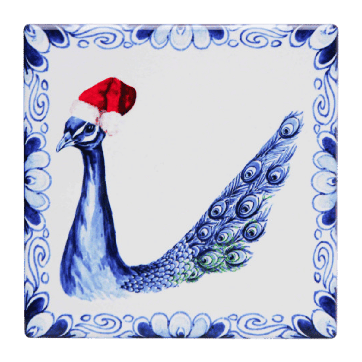 Heinen Delfts Blauw Onderzetters Kerst 4 stuks