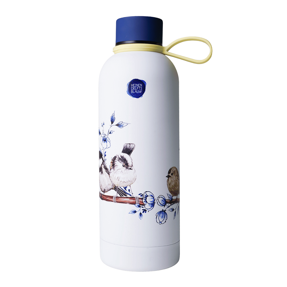 Heinen Delfts Blauw Waterfles Bosvogels Geisoleerd Rvs
