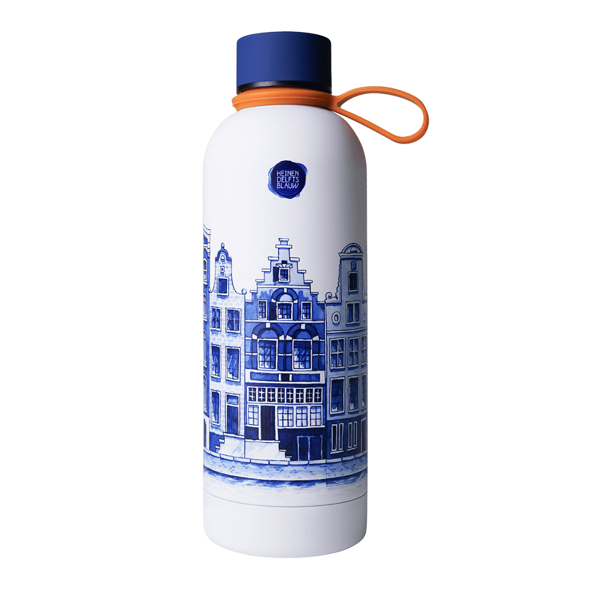 Heinen Delfts Blauw Waterfles Grachtenpanden