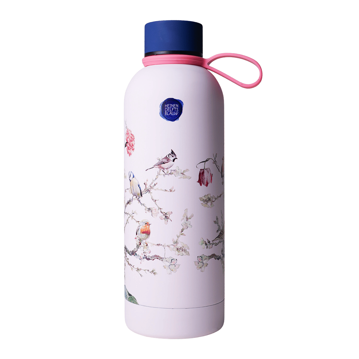 Heinen Delfts Blauw Waterfles Bosvogels Roze