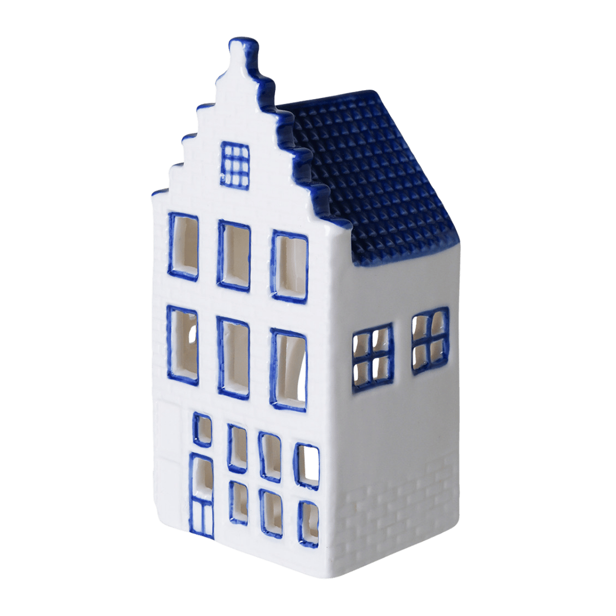 Heinen Delfts Blauw Waxinelichthouder Huisje Trapgevel