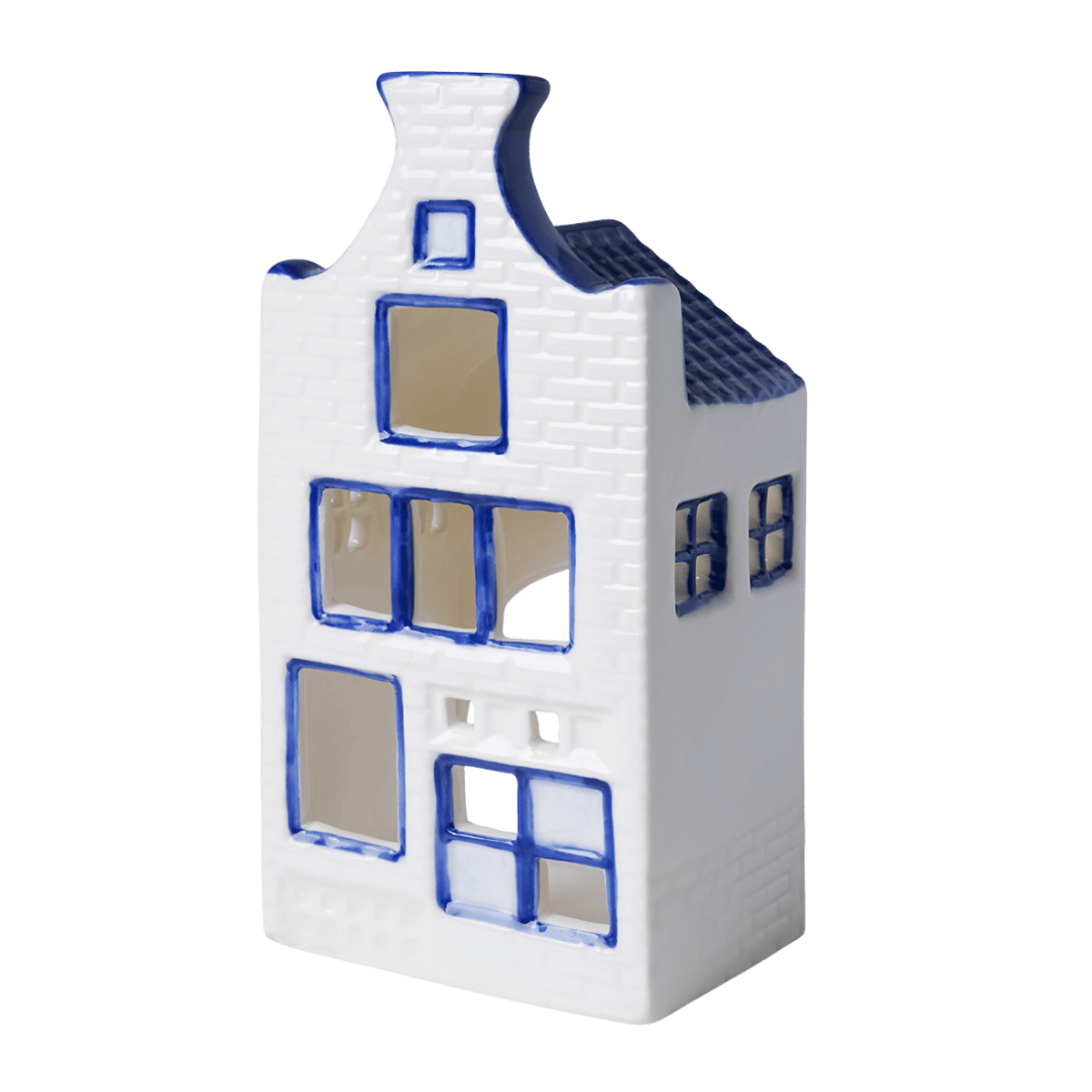 Heinen Delfts Blauw Waxinelichthouder Huisje Halsgevel