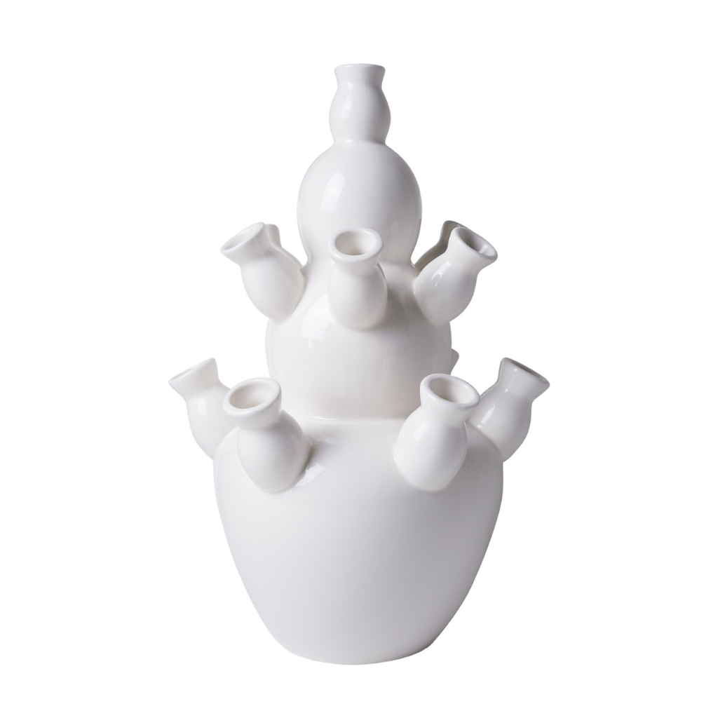 Heinen Delfts Blauw Tulpenvaas Keramiek Wit 35 x 21 cm