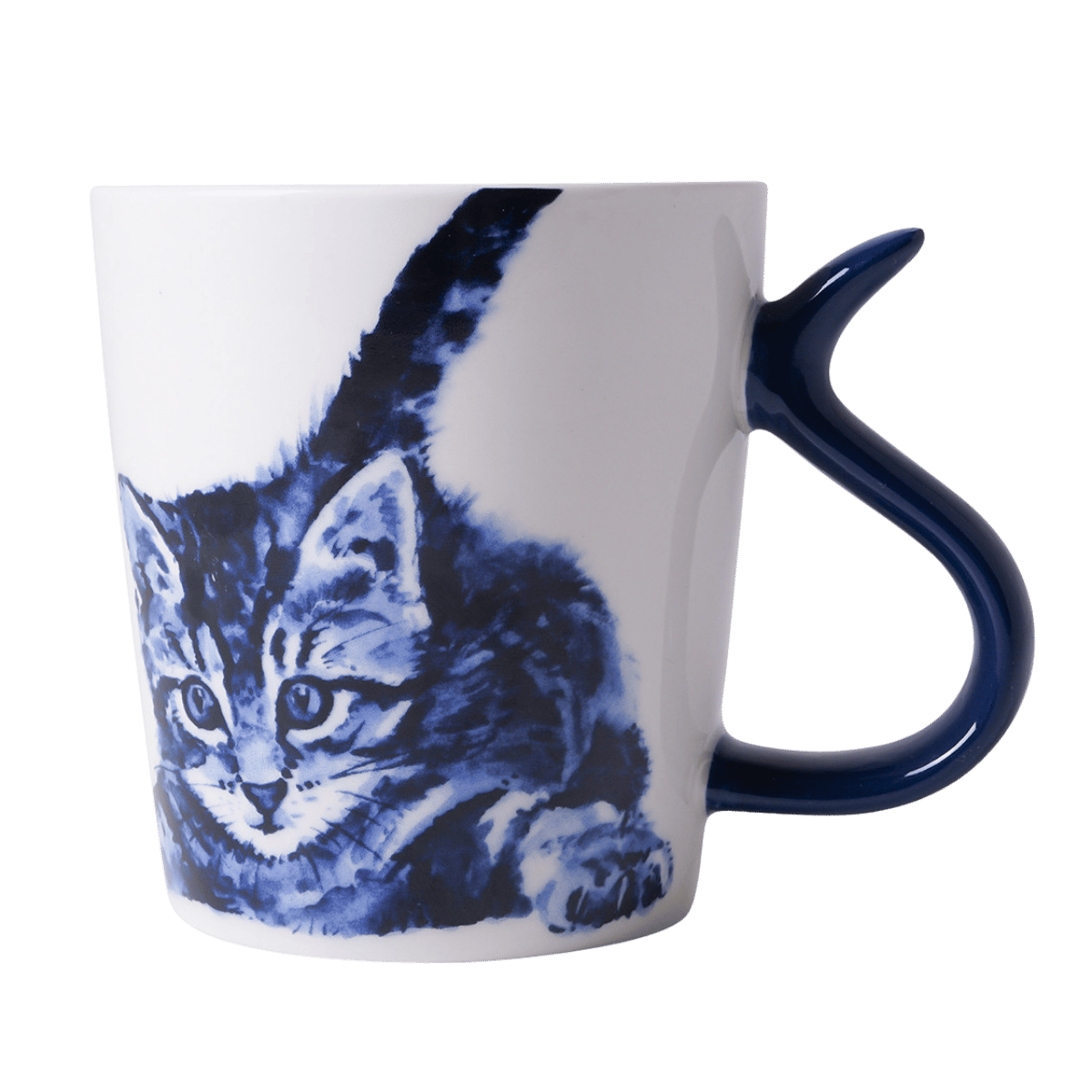 Heinen Delfts Blauw Mok Kattenstaart Speels