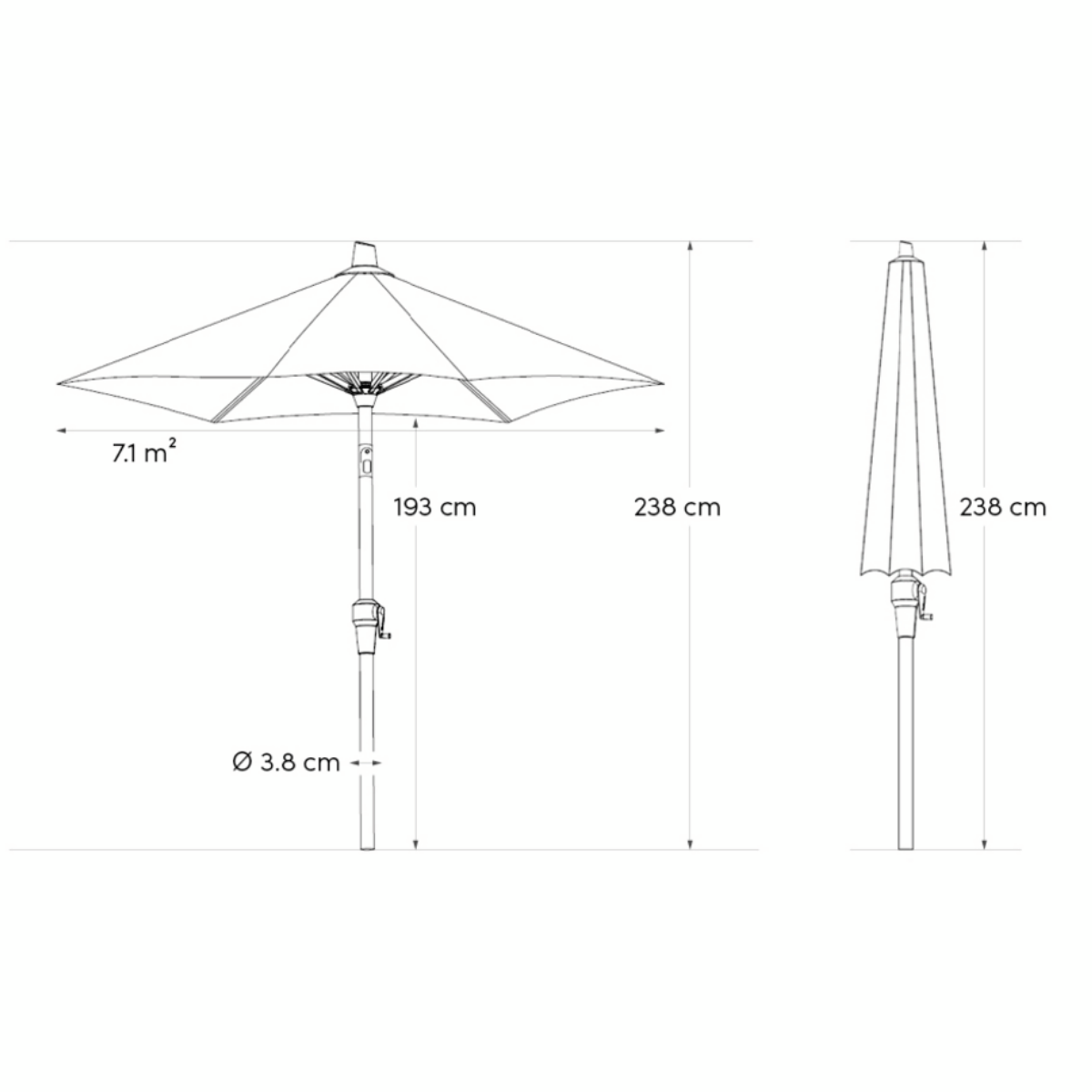 Platinum Stokparasol Riva Antraciet ø 300 cm
