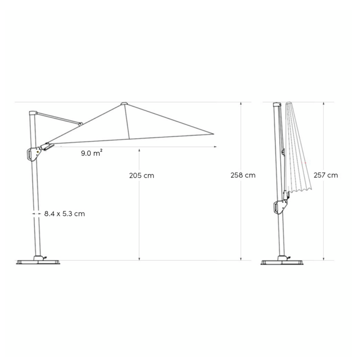 Platinum Zweefparasol Nexus T² Champagne Vierkant 300 x 300 cm