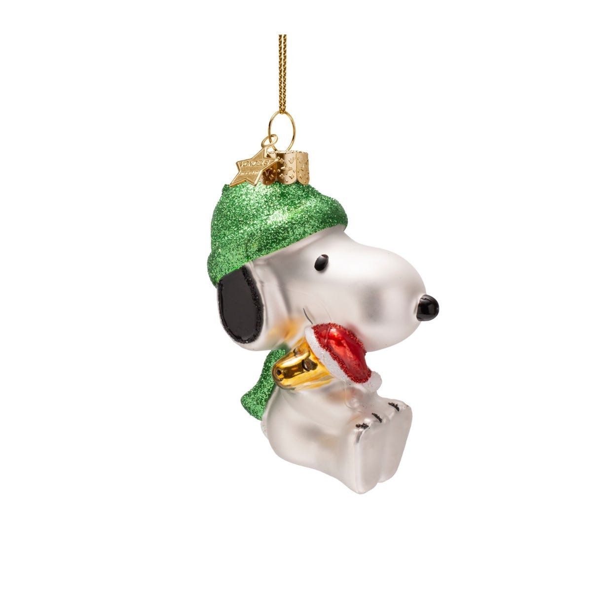 Vondels Kerstornament Snoopy met Woodstock Wit 6.5 x 4 x 9.5 cm