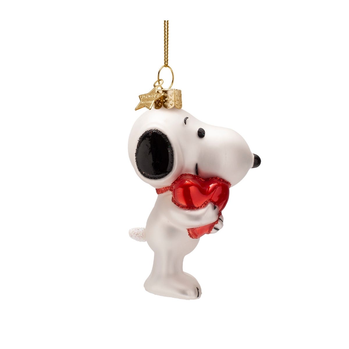 Vondels Kerstornament Snoopy met hart Wit 6 x 4.5 x 9.5 cm