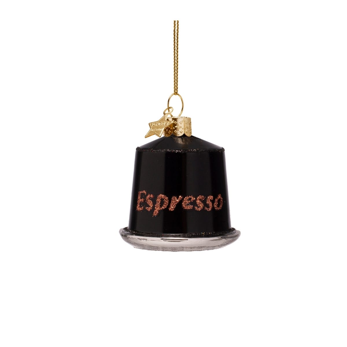 Vondels Kerstornament koffiecapsule Zwart 5 x 5 x 5.5 cm