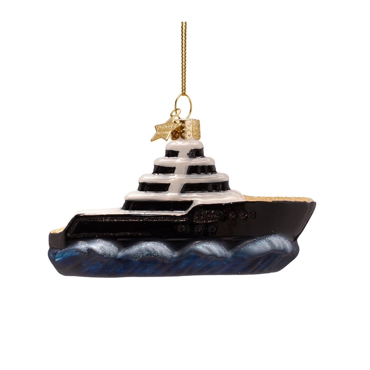 Vondels Kerstornament jacht Zwart 10.5 x 4 x 5 cm