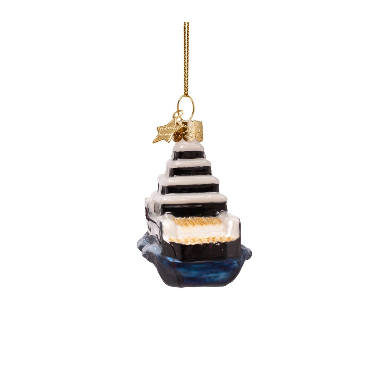 Vondels Kerstornament jacht Zwart 10.5 x 4 x 5 cm