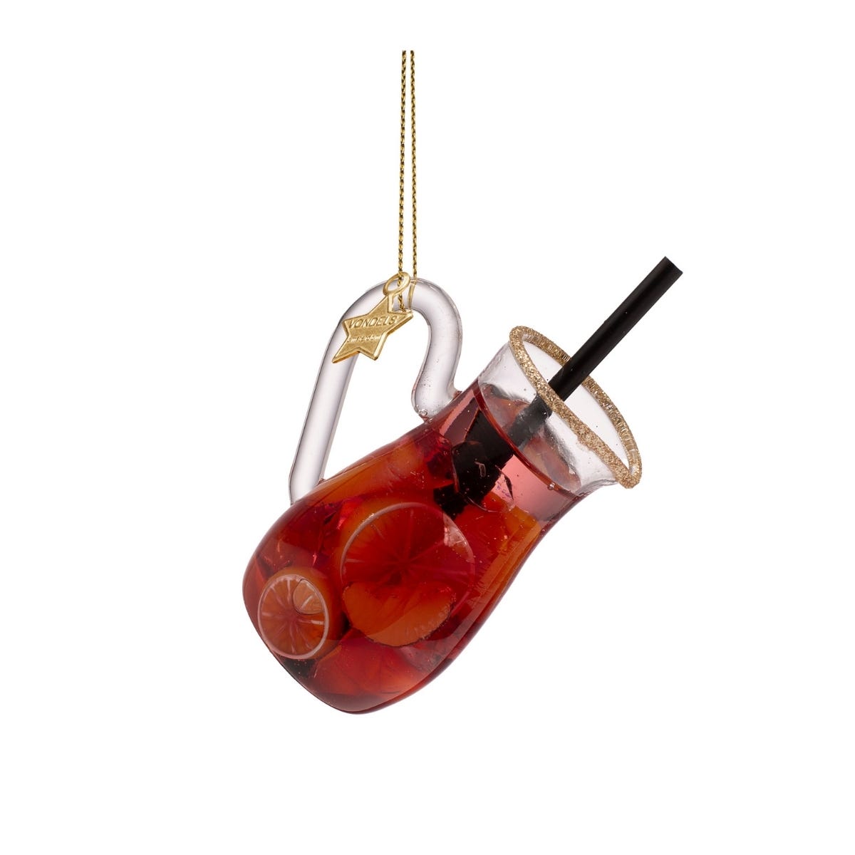 Vondels Kerstornament blikje sangria Rood 4 x 6.5 x 9 cm
