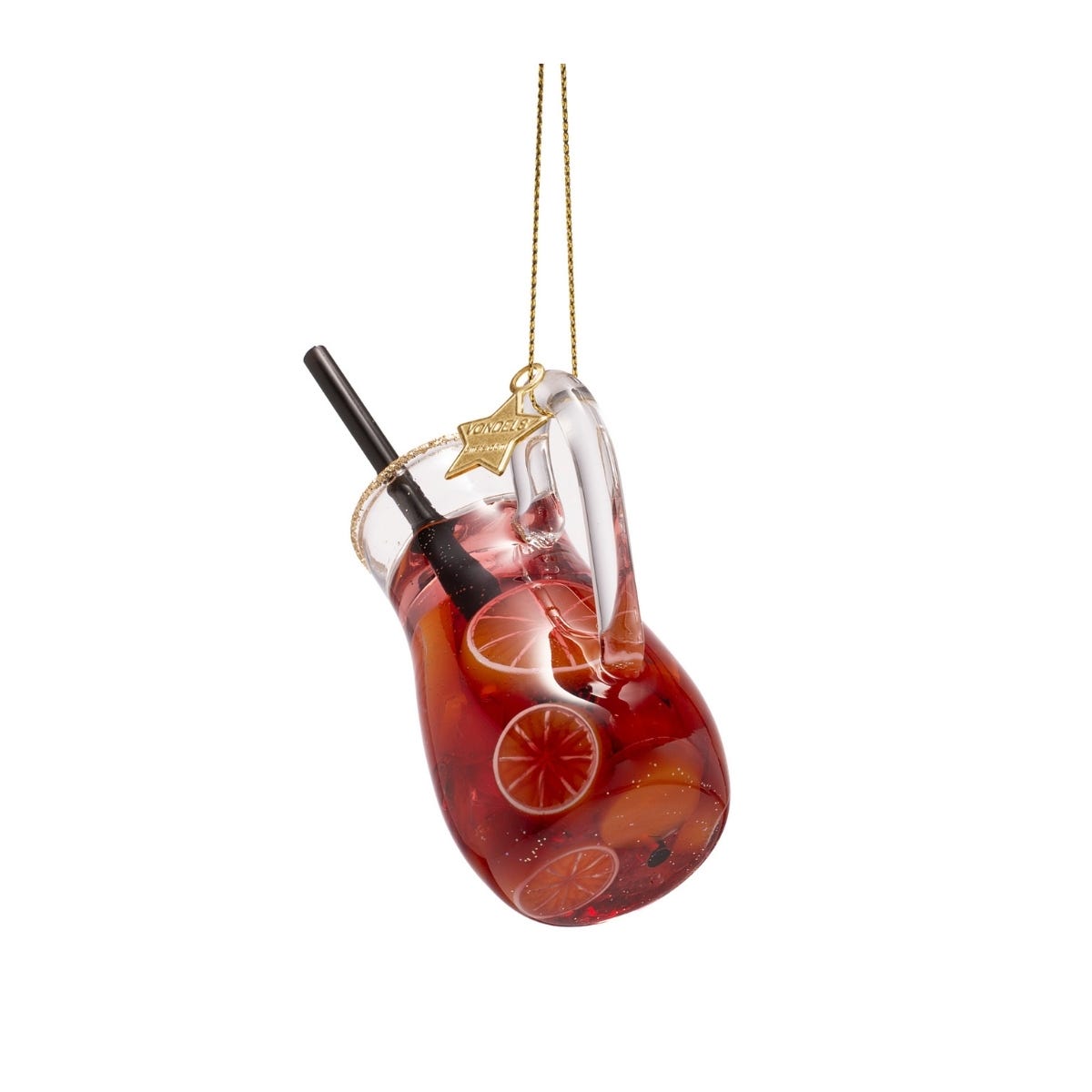 Vondels Kerstornament blikje sangria Rood 4 x 6.5 x 9 cm