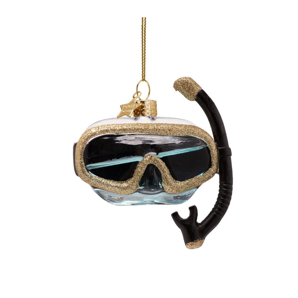 Vondels Kerstornament snorkelbril Zwart 8.5 x 6 x 9.5 cm